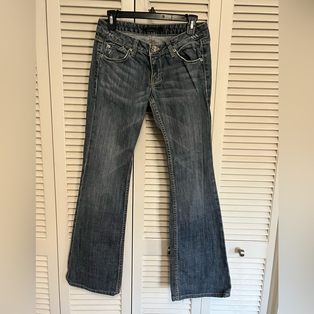 Monarchy Y2K Union Jack Bootcut Jeans Size 28 Low Rise 31” Inseam